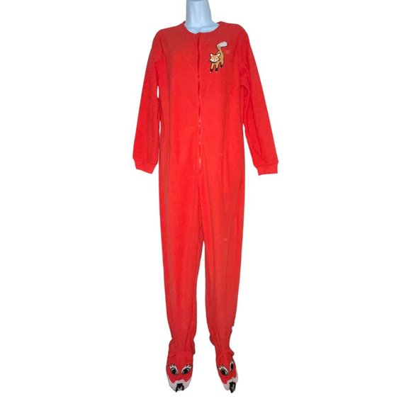 Nick & Nora Other - Nick & Nora Red Fox Pajamas Womens M Footed Unionsuit PJs Costume Solid
